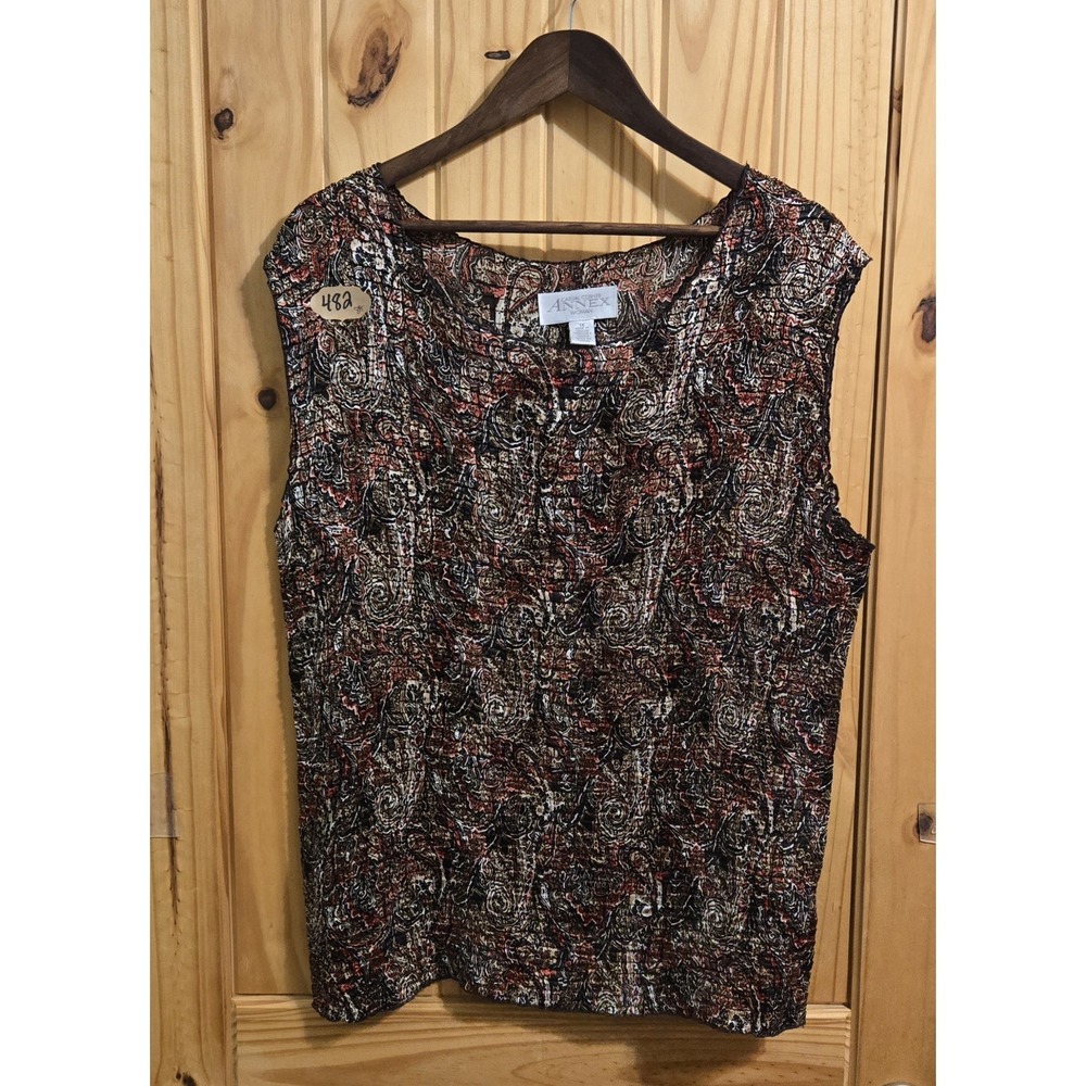 Casual Coner Women's Vintage 90s‎ Tank Top Size XL Paisley Pattern Brown Orange